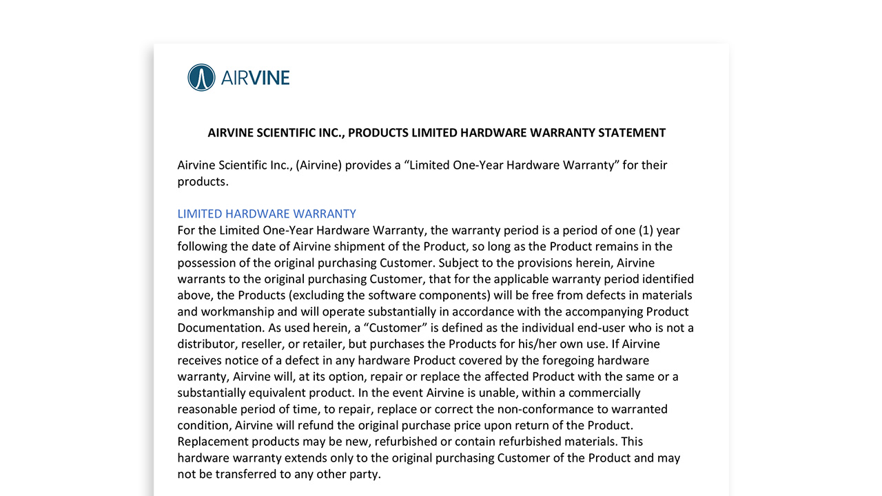 Airvine Limited Hardware Warranty Policy